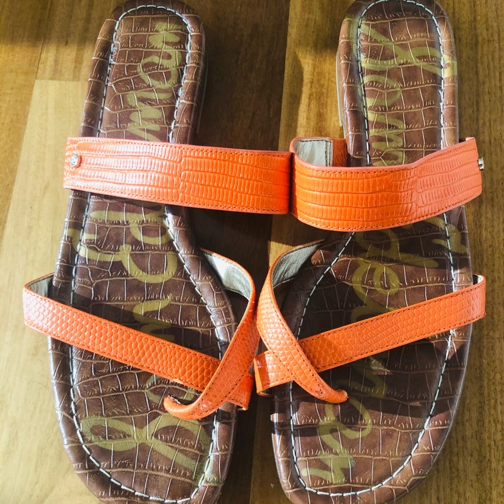 Sam Edelman orange snake skin sandals